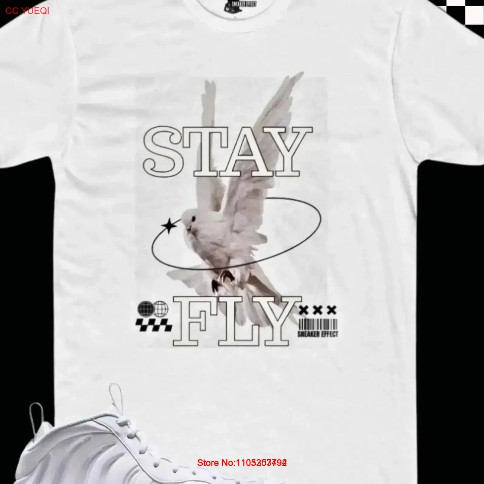 Camiseta con efecto de zapatilla deportiva a juego con Foamposite One Triple White, estilo vintage lavado, ropa de diseñador, moda urbana vintage