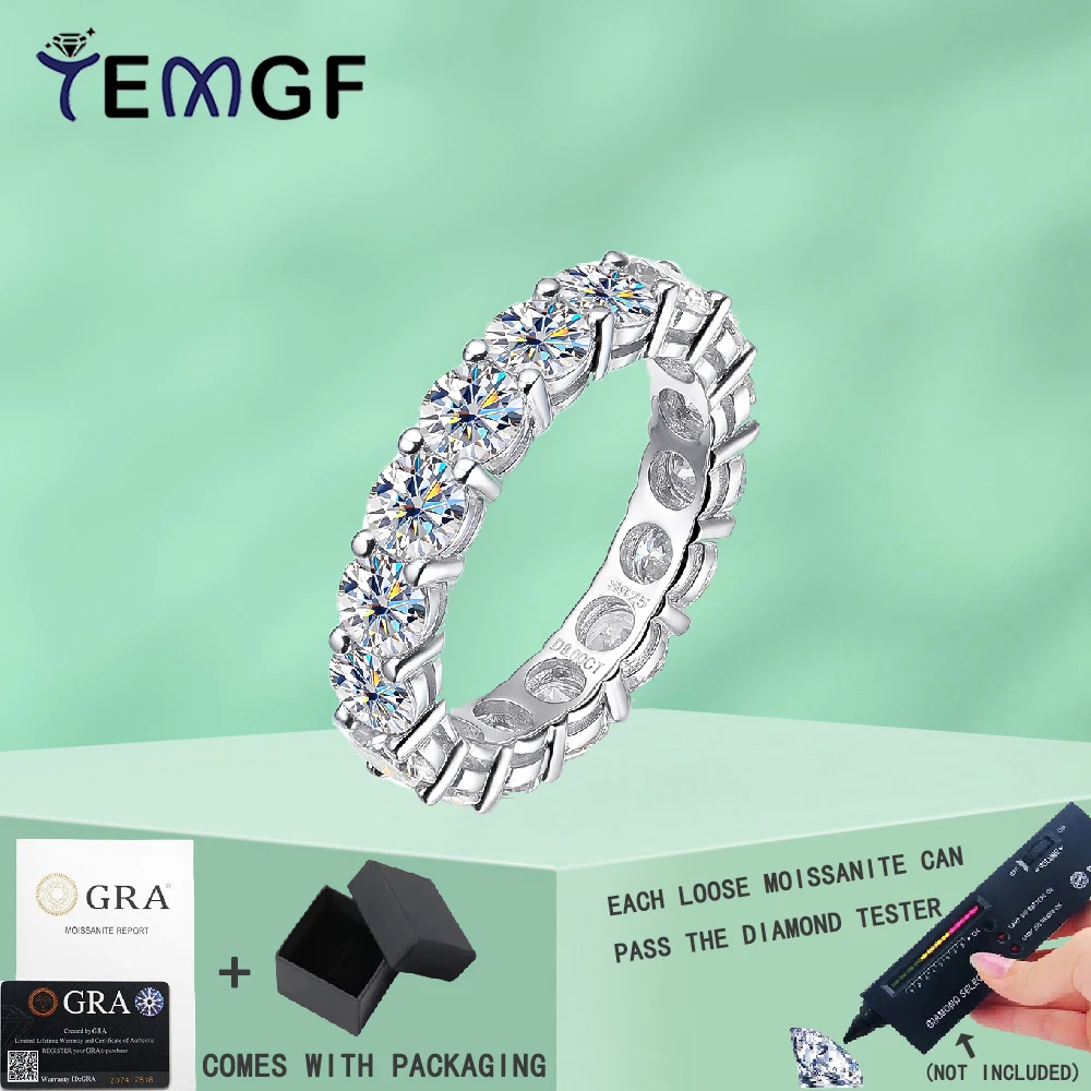 

TEMGF Full Moissanite Rings GRA Certification 100% S925 Sterling Silver 18K Plated for Women Elegant Fashion Fine Jewelry Gifts