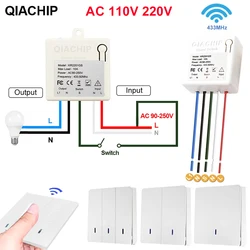 433Mhz Smart Light Switch LED Push Button Switch Universal Wireless Remote Control AC90~250V 10A 1CH Relay controller for Lamp