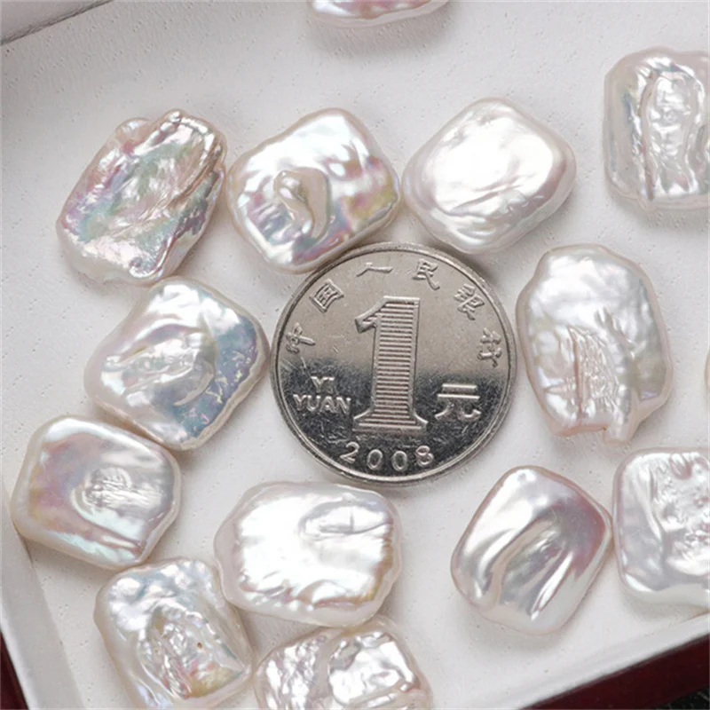 

3A Natural Freshwater Baroque Pearl Rectangular No/Half/Through-hole Bead Jewelry Making DIY Necklace Pendant Accessories Gifts