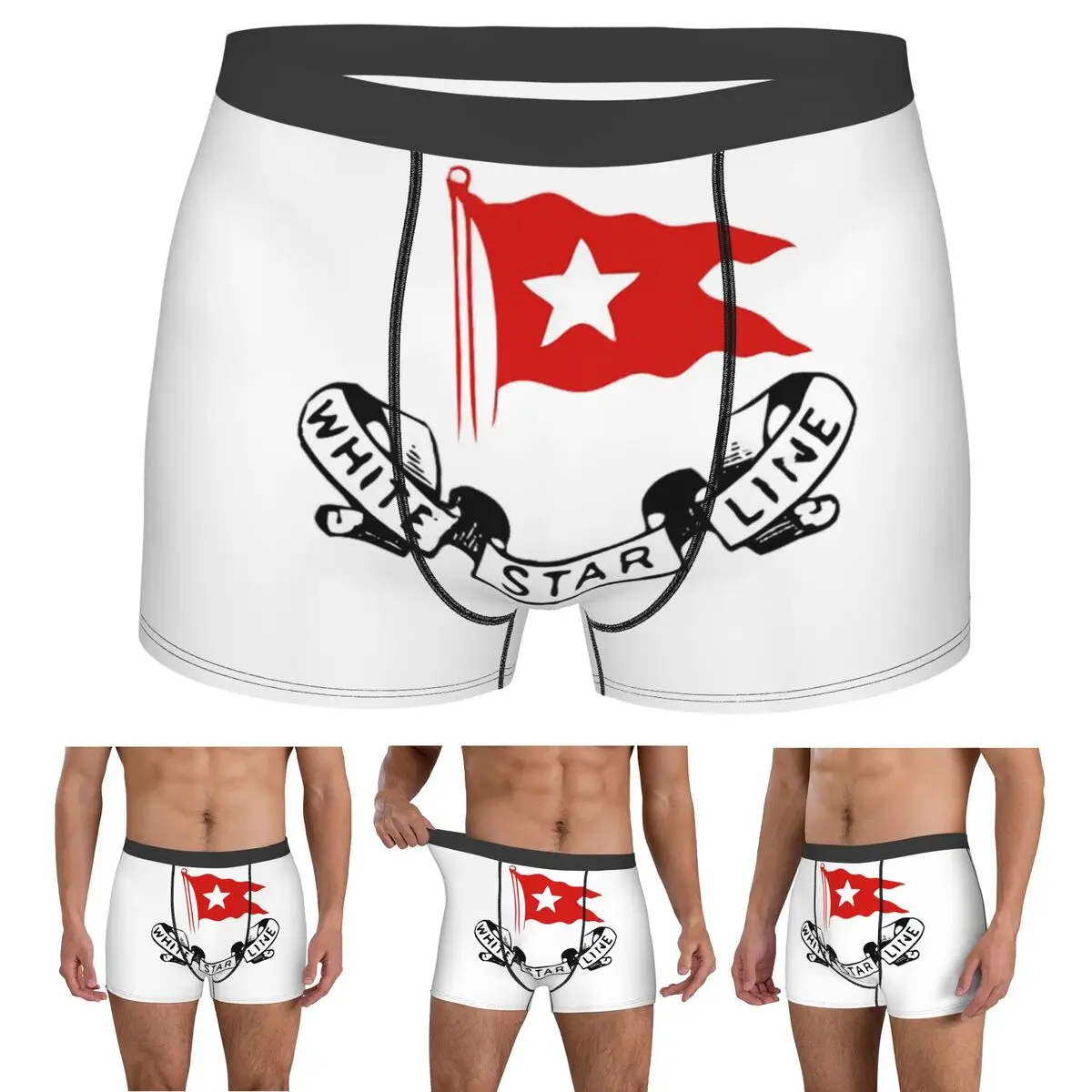 

Boxer Underpants Shorts Titanic White Star Line Red Flag With Star Panties Men Breathable Underwear for Homme Man Boyfriend Gift