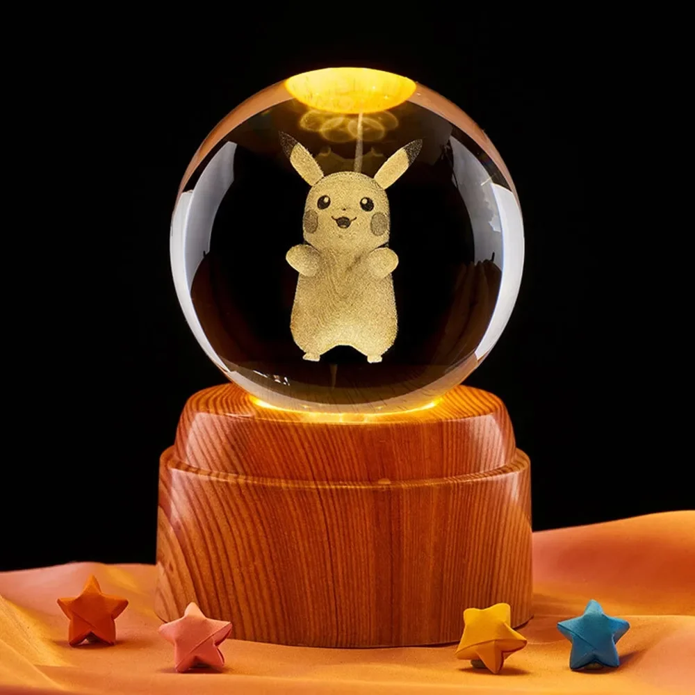 جديد الكرتون غرزة سلسلة الكرة غرزة بيكاتشو ميكي ماوس الدورية ثلاثية الأبعاد كريستال الكرة ليلة ضوء الليزر نحت هدايا الأطفال