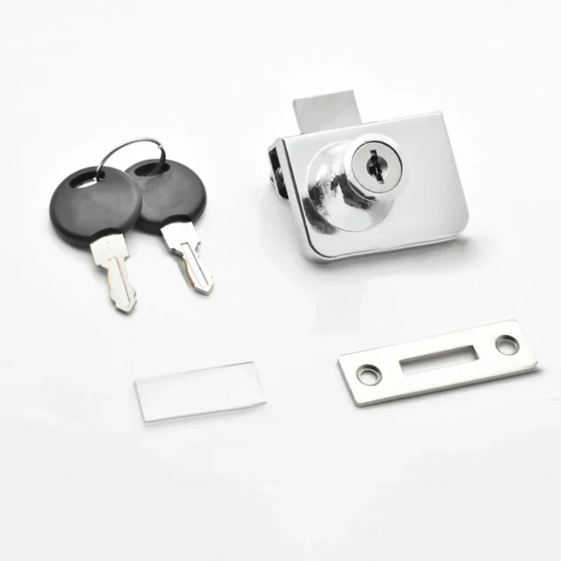 Metall-Einzel- und Doppelschwing-Glasvitrinen, Tür, Schrankschloss mit Schlüsseln, ohne Bohren, einfach zu installierende Glas-Türschlösser