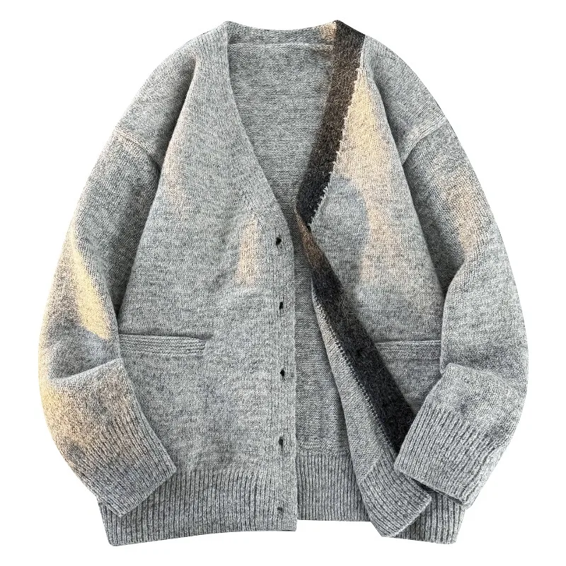 Autumn Winter New Unisex V Neck Button Cardigan Sweater Retro Versatile Aesthetic Knitwear Casual Long Sleeve Outerwear