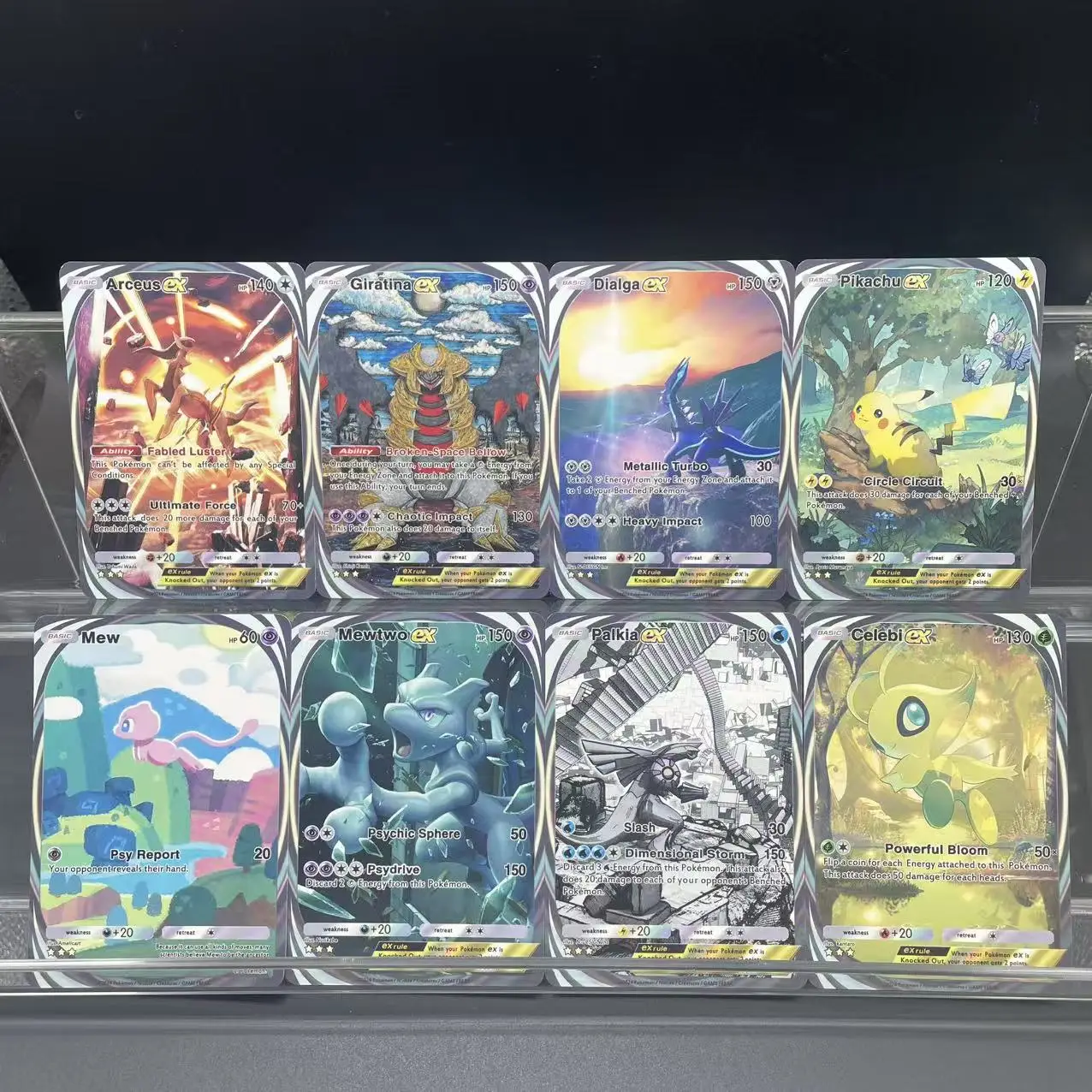 8 шт./компл. DIY самодельные аниме английская версия PTCG TCG игровая коллекционная карта Arceus Pikachu Mew Mewtwo Celebi коллекционная карта подарок