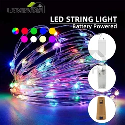 Guirnalda de luces LED con batería para decoración del hogar, guirnalda de alambre de cobre para boda, Navidad, Festival, Fiesta, 2M, 20LED