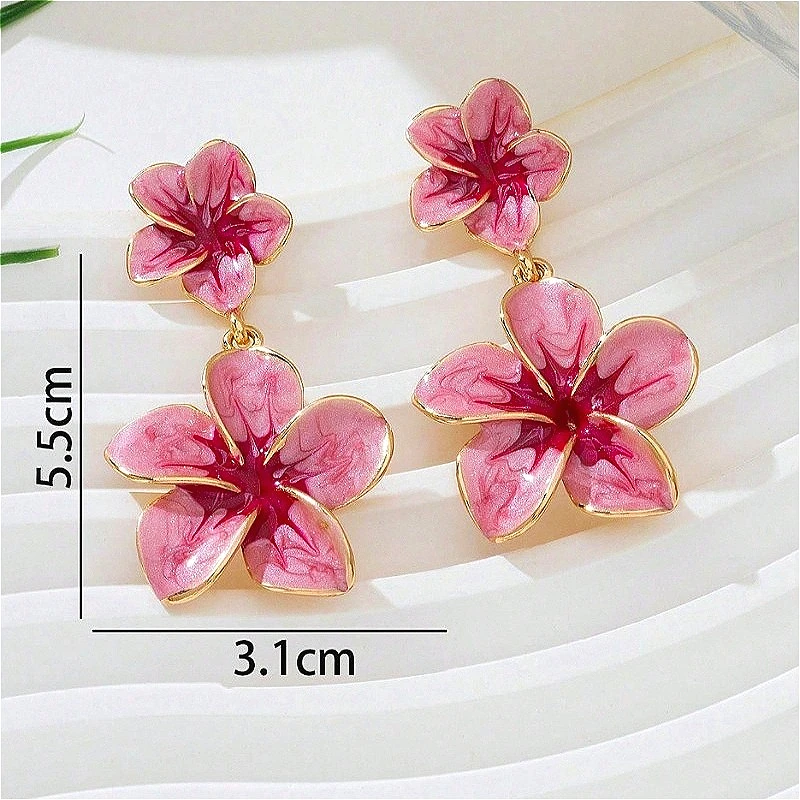 Flower Earrings European Pastoral Enamel Irregular Bold Design Women Daily Elegant Vintage Versatile Long Drop Earring 2026 Gift