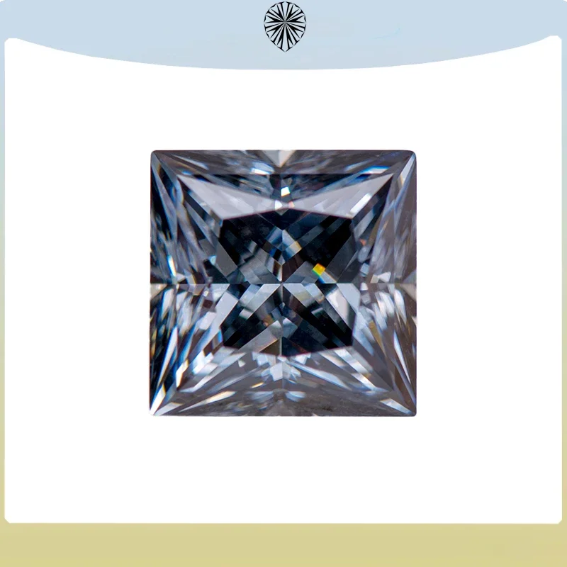 

Moissanite Loose Stone Gray Color Princess Cut Gemstone Lab Grown Diamond for Advanced Jewelry Making with GRA Certificate