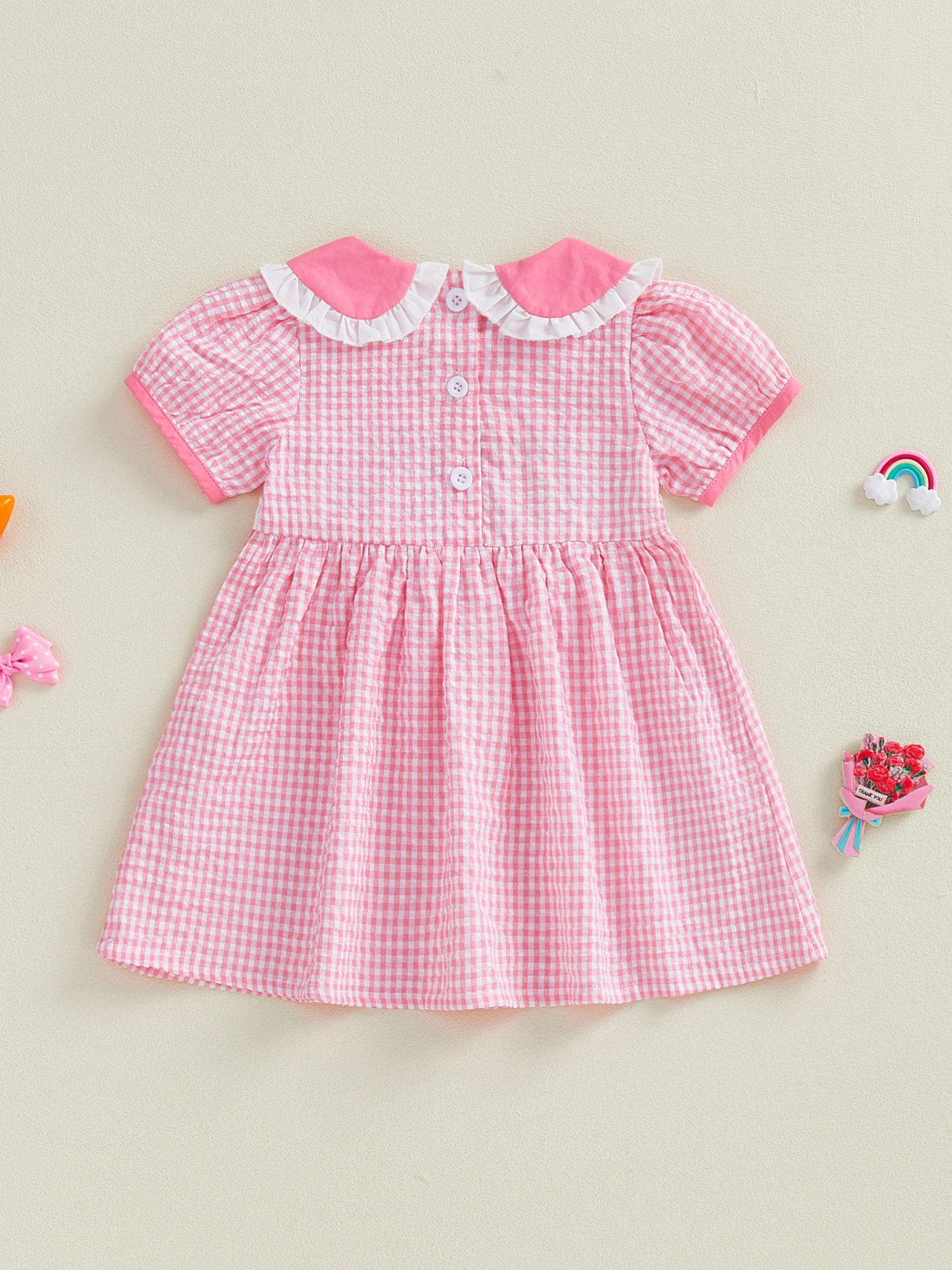 فستان رائع للفتيات الصغيرات بطبعات زهور وأكمام مكشكشة وتفاصيل فيونكة - فستان حفلات صيفي أنيق للأميرات الصغيرة