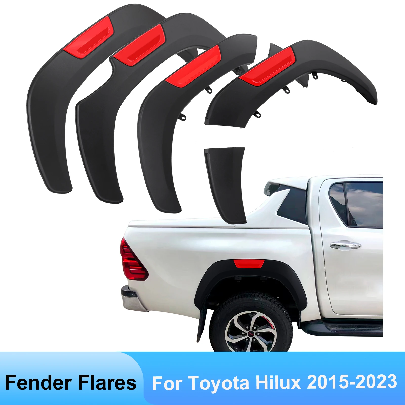 

Attractive Red Painted Wheel Arches Fender Flares for Toyota Hilux Revo 2015-2020,2021-2023 Basic Version 4X4 Car Accessories