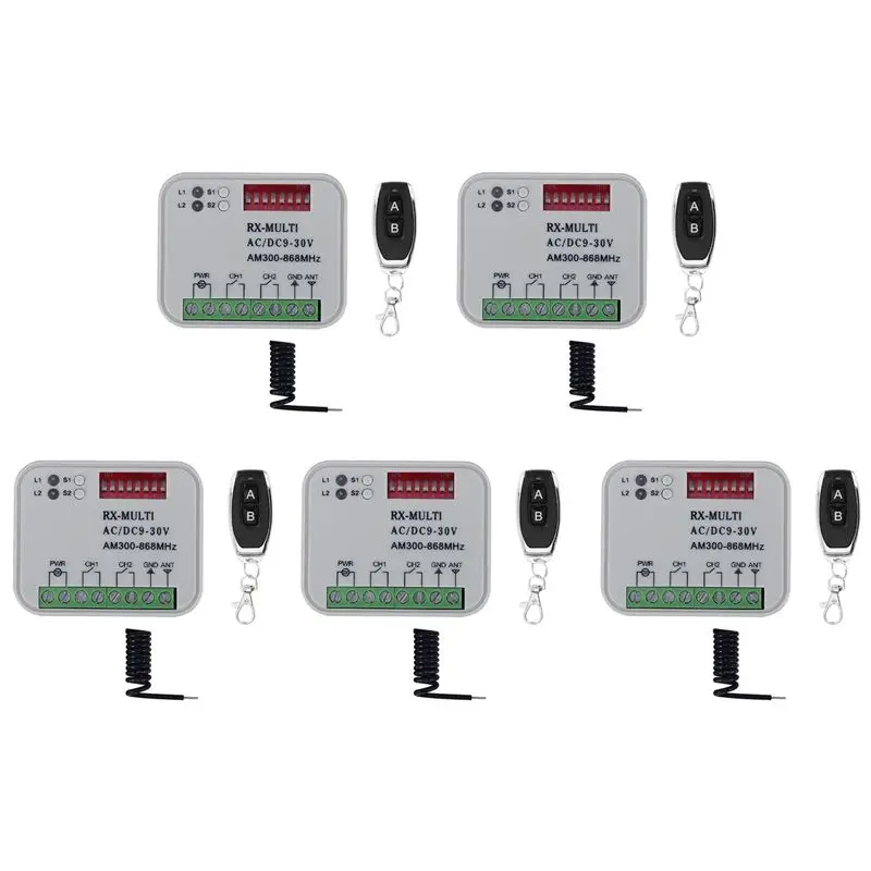 AA08-5X Remote Control Switch Receiver 300-868Mhz Receiver Universal AC/DC 9-30V For Garage Door Control Garage Switch