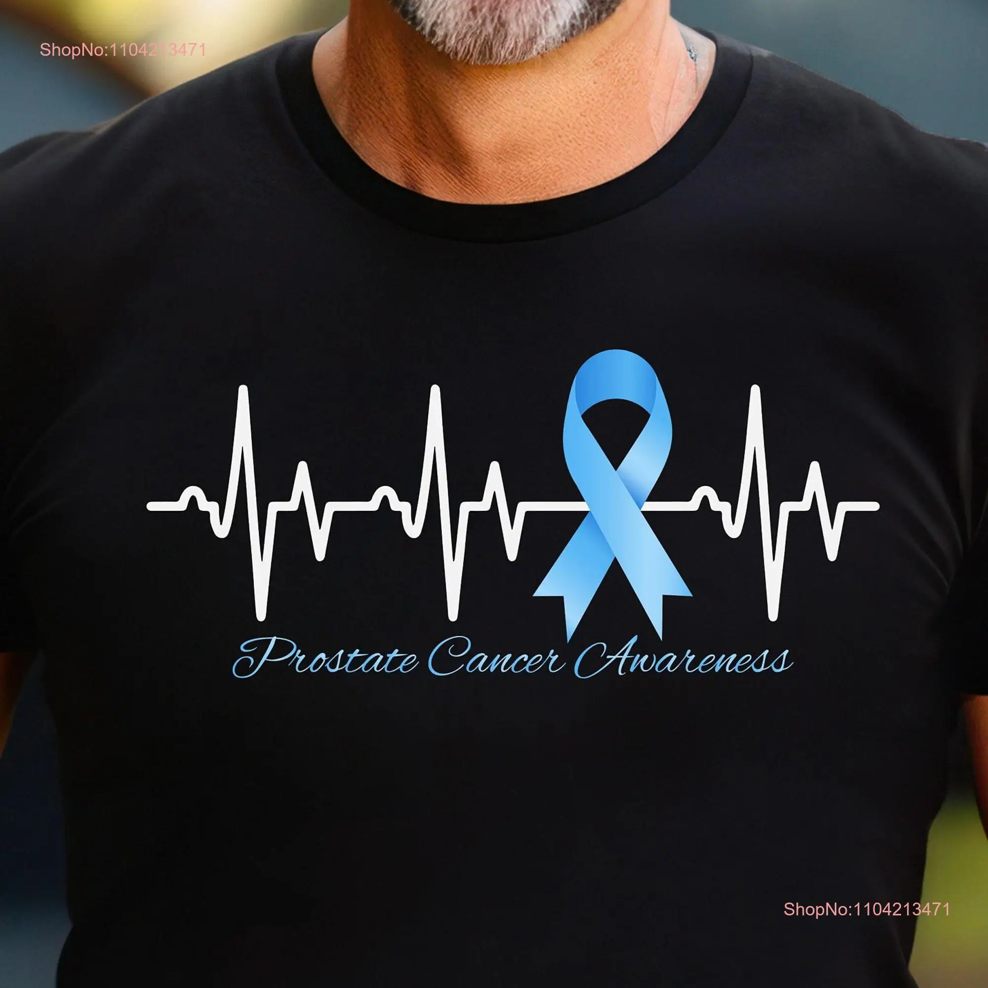 Prostate Cancer Blue Ribbon Awareness T Shirt Patient Stonger Than Motivational long or short sleeves