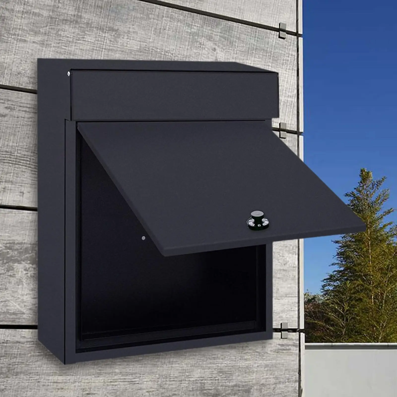 

Настенный почтовый ящик для улицы, запираемый, большой вместимости, современный, черный, для декора дома, почтовый ящик для входной двери