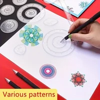 22-Pc Gear Drawing Ruler Set for Intricate Designs on Black Paper, with Stencils & Marker, Durable PC 5
