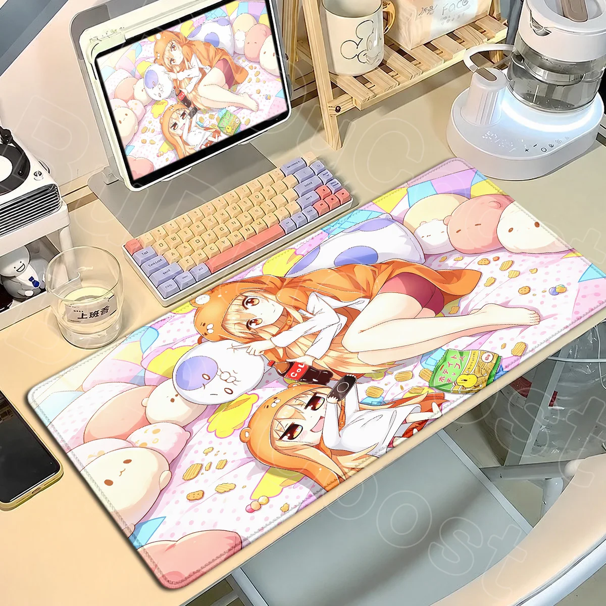 900 x 400 mm Computertastaturmatte Himouto Umaru-chan Extended Anime Gaming Mousepad XXL Doma Umaru Gummi-Zubehör mit Verriegelungskante – Detail 12