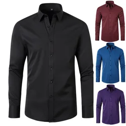 Nuova camicia da uomo antirughe camicie eleganti a maniche lunghe per uomo Slim Fit Camisa camicetta da lavoro sociale camicia da ufficio bianca S-4XL