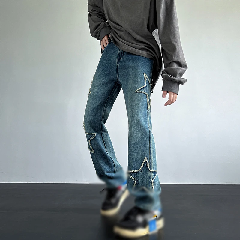 Vintage Men's Trendy Jeans American Premium Simple Casual Pants Fashion Street Male Straight Pants Fashionable Peplum Clothing