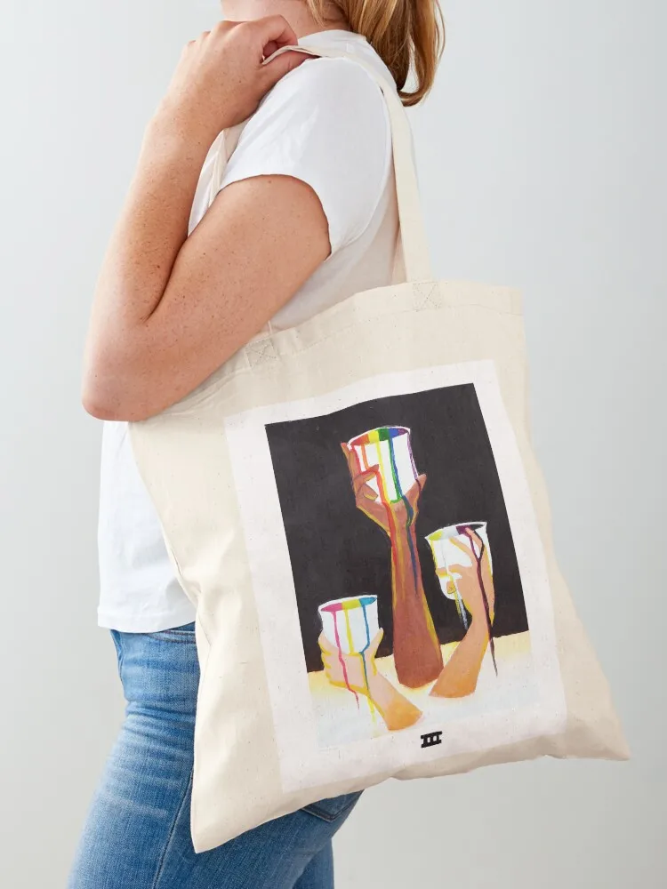 

Three of Cups Pride Poster Tote Bag personalized tote Women's shopper bag luxury women Portable shopping bag