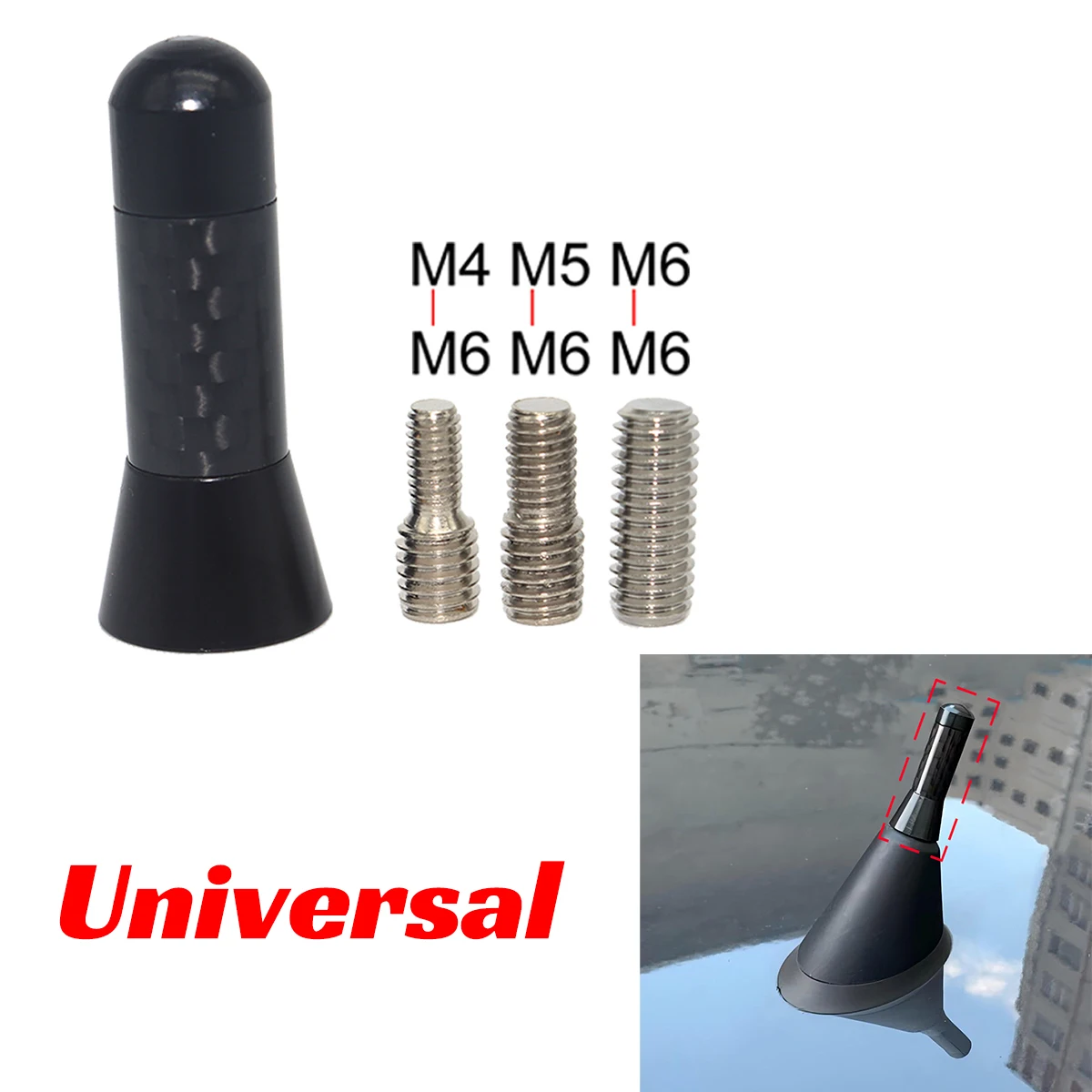 

Universal AM/FM Antenna Car Bee Sting Stubby Aerial Mast Radio Roof Mount Sport Short Rod 3.6cm 1.42in Replacement Parts