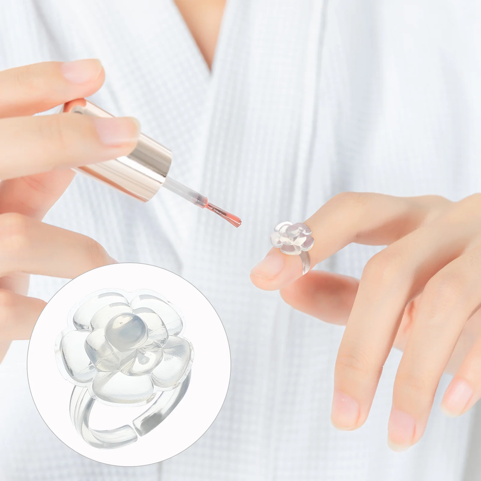 100 Stück Nail Art Paletten Ring Mini Blume Tragbarer Nagellackhalter zum Mischen Blending Maniküre DIY Nagellackhalter Werkzeuge