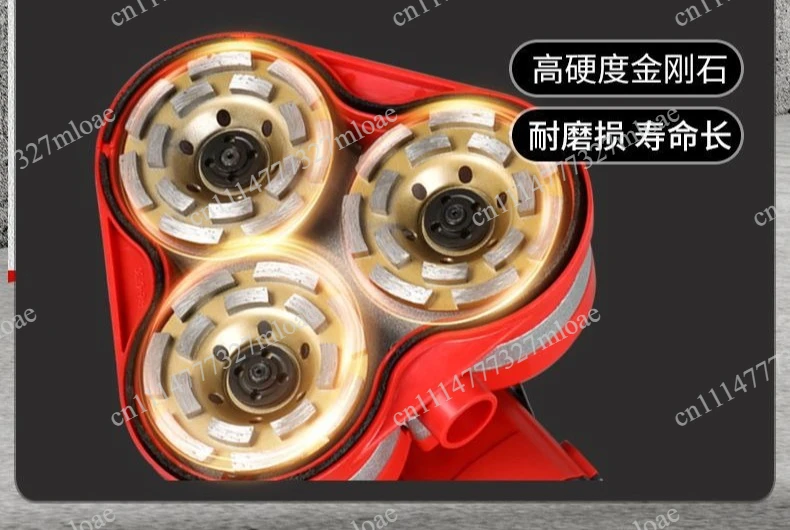 Cement floor grinder Concrete artifact Handheld three-head dust-free grinder Coarse planer Small ground grinder