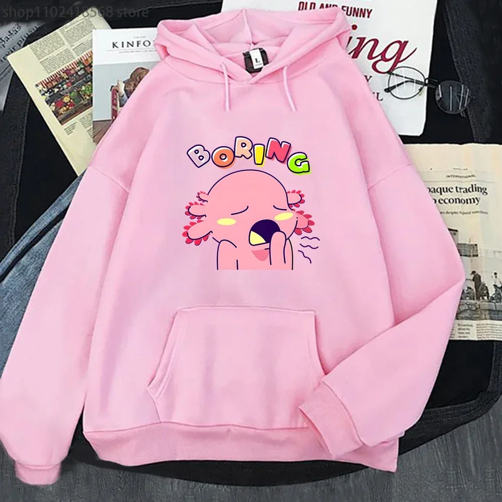 Dames Hoodies Leuke Verveelde Axolotl Hoodie Kawaii Grafische Sweatshirt Herenkleding Y2k Sudaderas Truien Lange Mouw Casual Tops