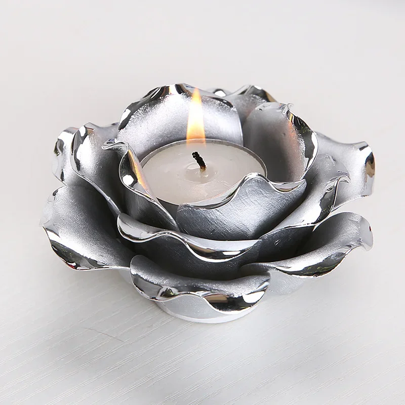

z Fashionable Electroplating Candlestick Light Flower Boutique Ceramic Candle Holder Ornaments