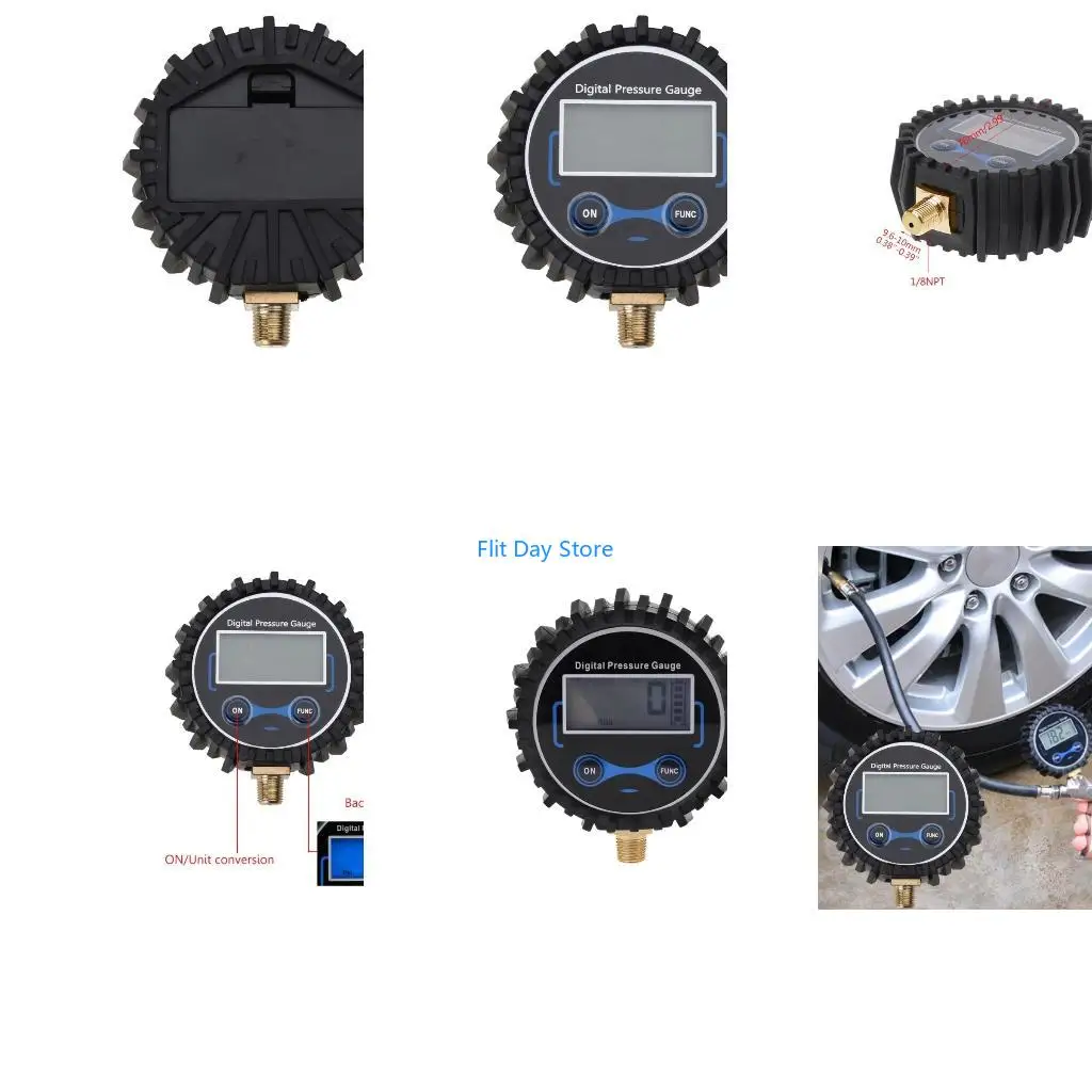 F92C 1/8 NPT Car PSI Meter Tyre Pressure Tester 0-200PSI for Tires Compactof for