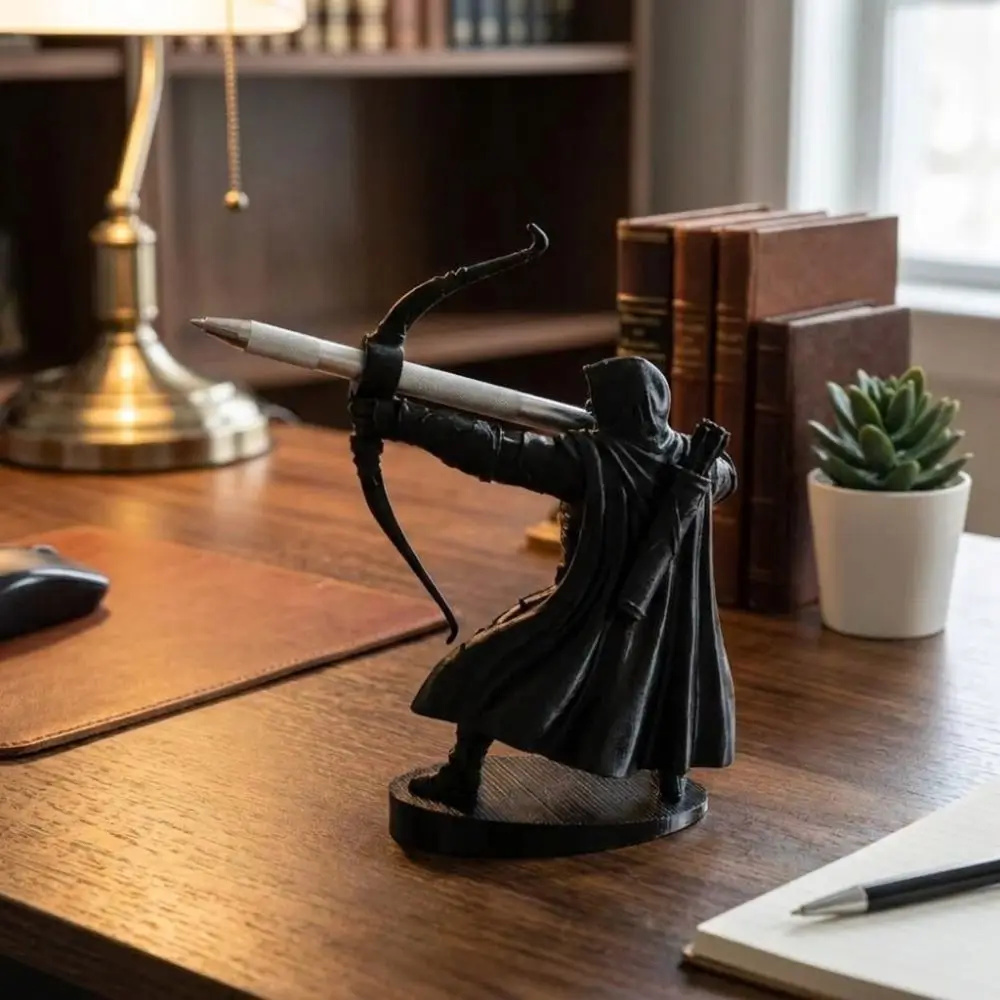 3D Printed Knight Pen Holder Plastic Retro Archer Pen Stand Stable Multi-Functional Samurai Sculpture Ornament Gift Giving