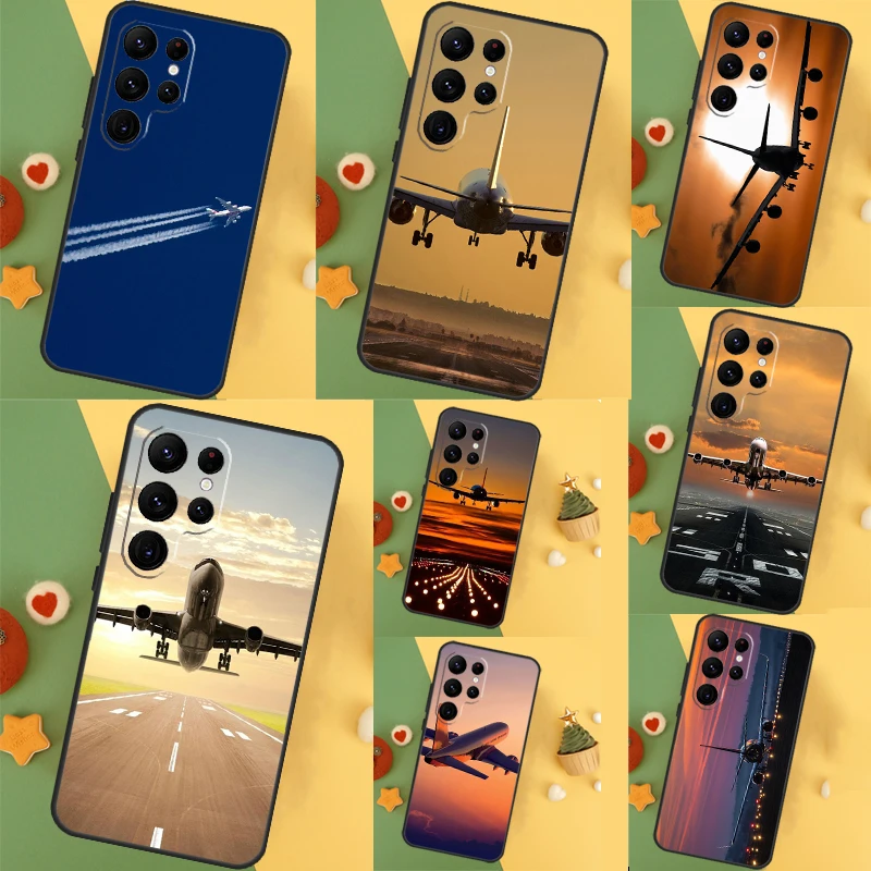 Airplane Plane Aircraft Case For Samsung Galaxy S24 S23 S22 Ultra S21 S20 FE Note 20 Note 10 S8 S9 S10 Plus Cover