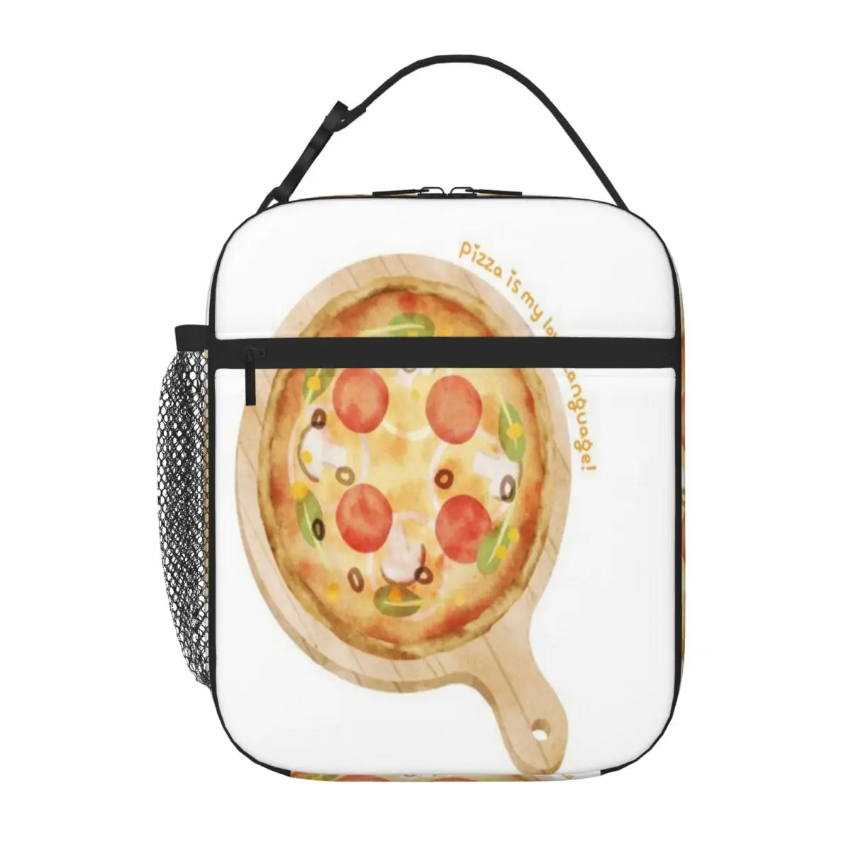 Hot Sale Pizza Is My Love Language Stitched Detail Portable Lunch Bag Daily Snack Storage Meal Prep Bag