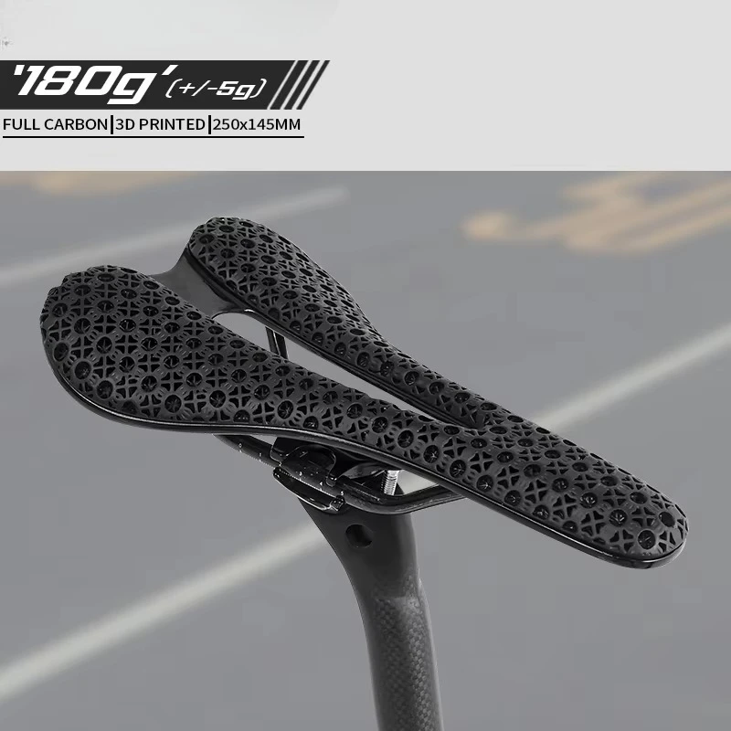 New 3D Printed Padding Support Structure Carbon Fibre Saddle 145mmx250mm Bicycle Saddle Light Easy To Clean Seat Cushion