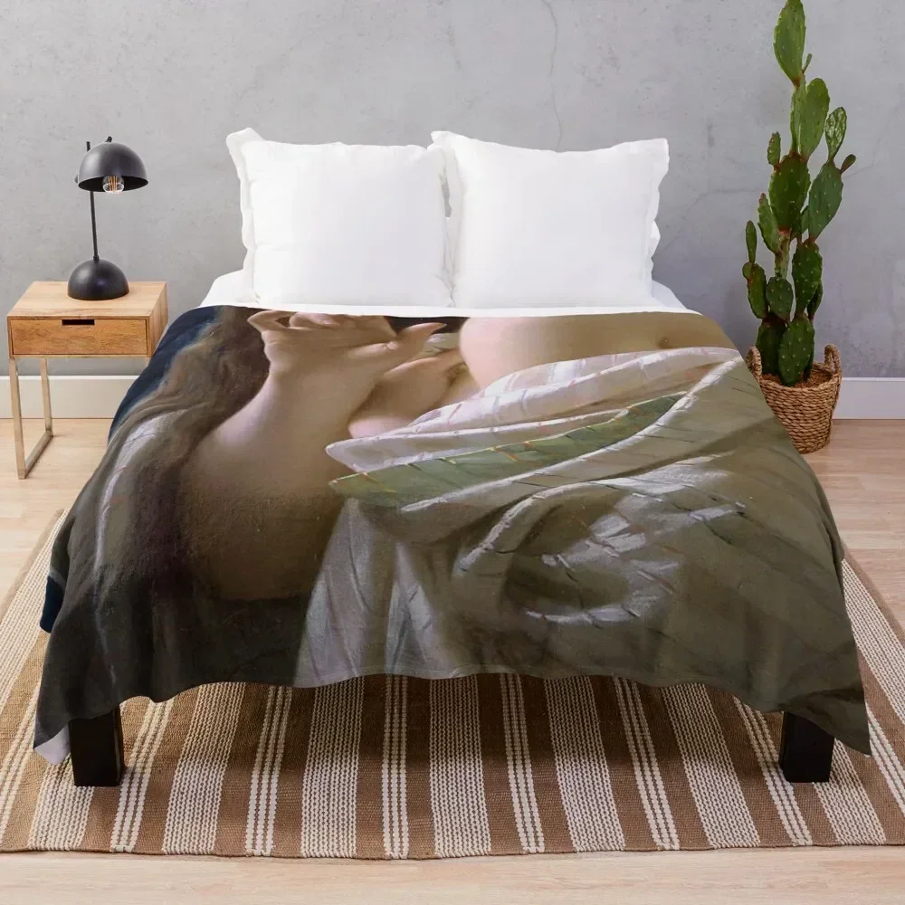 

Young woman painting detail Throw Blanket Faux Fur Soft Warm Blanket for Bed