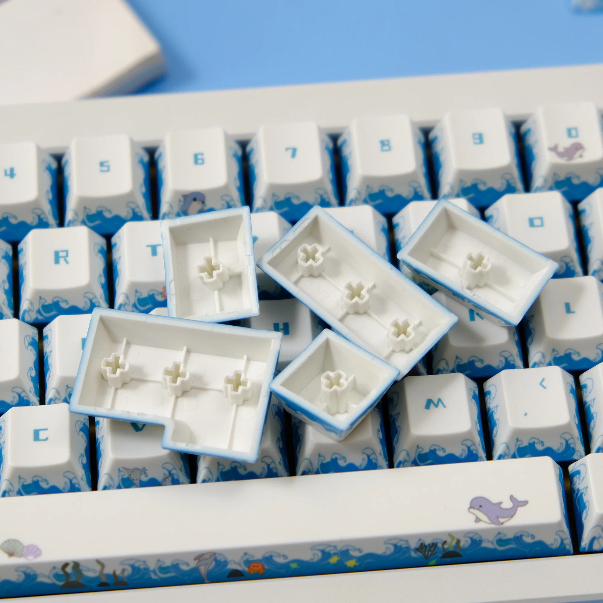 Thème de fête en haute mer, 143 touches par Sublimation, PBT, nouveauté, capuchons de touches personnalisés pour clavier mécanique MX 61/64/75/87/98/104/108