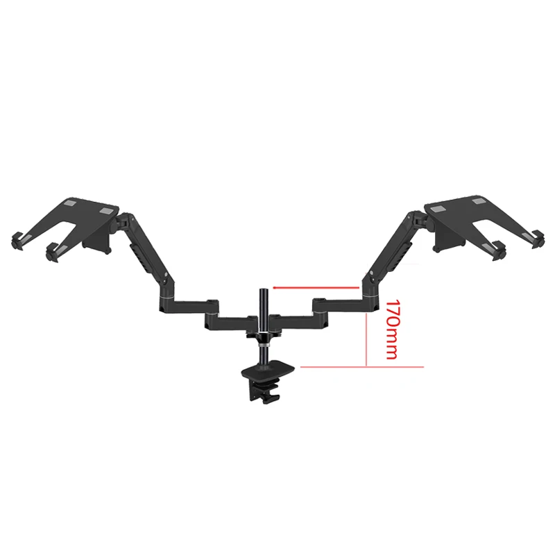 8013LP-D mechanical spring  3-11kg double laptop desktop stand long arm with column clamp grommet base 100x100 notebook mount