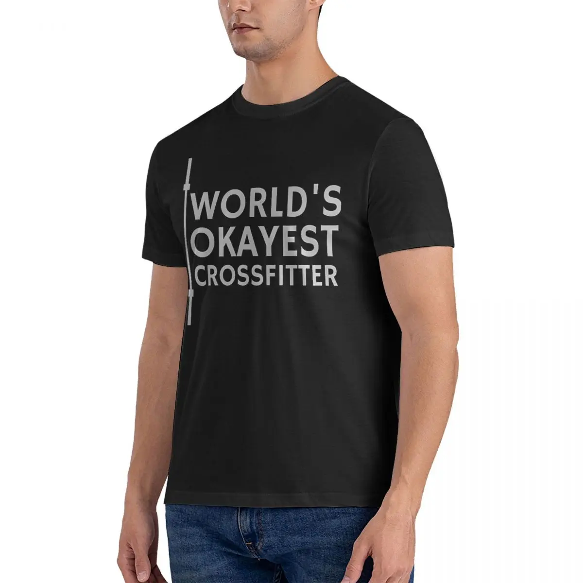 World's Okayest Crossfitter T Shirt Men's Cotton Funny T-Shirt Crewneck Weightlifting Tee Shirt Short Sleeve Clothes Summer