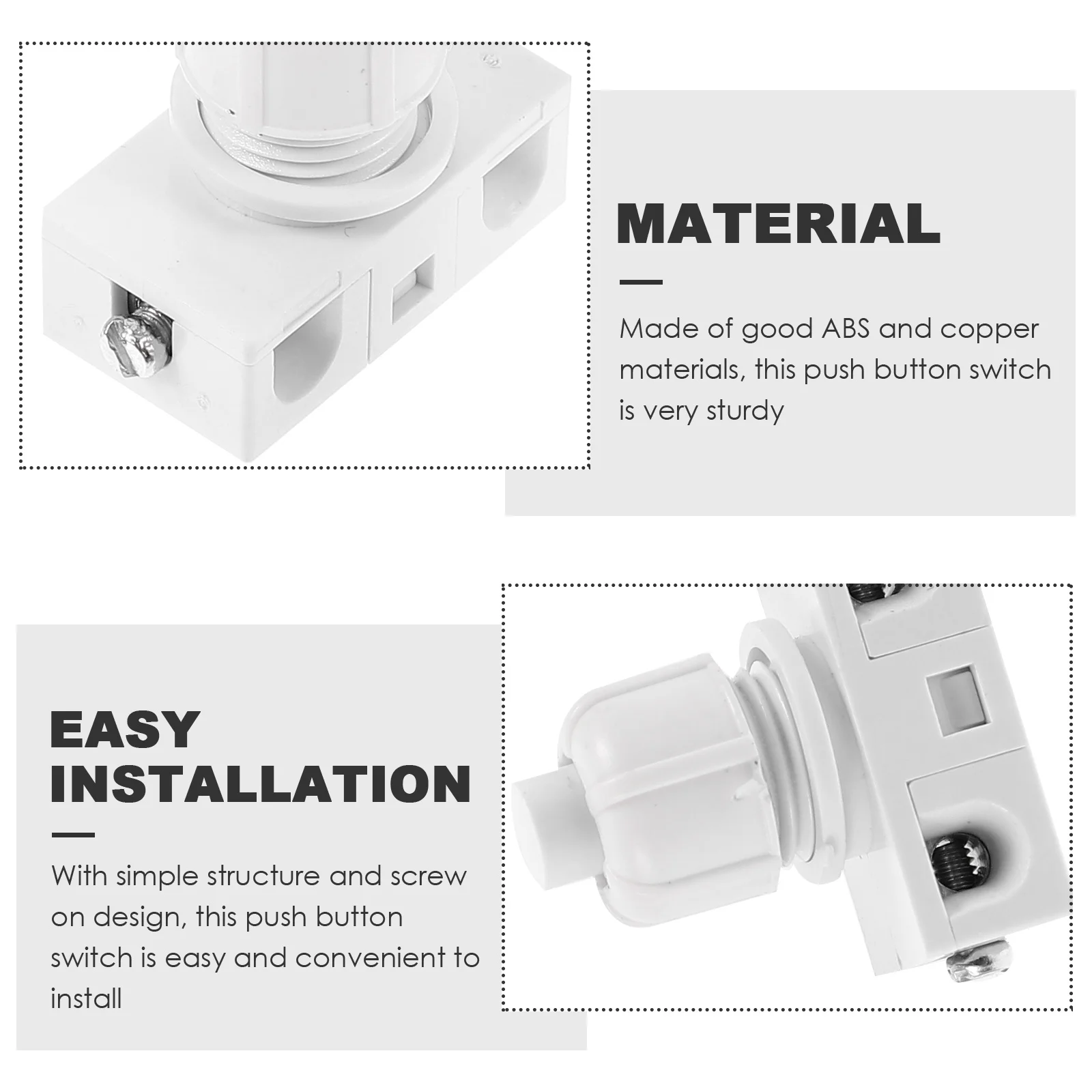 

3pcs Automatic Reset Push Button Switch ABS Copper Household Light Replacement Easy Install Versatile Sturdy Switch For