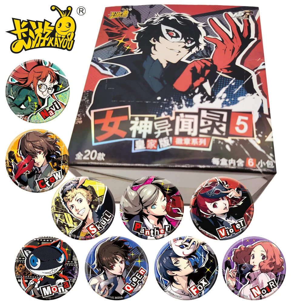 

Original Kayou Persona 5 Badges Tinplate Brooches Gamer Merch Backpack Charms Car Bag Accessories Cool Gifts for Action Lovers
