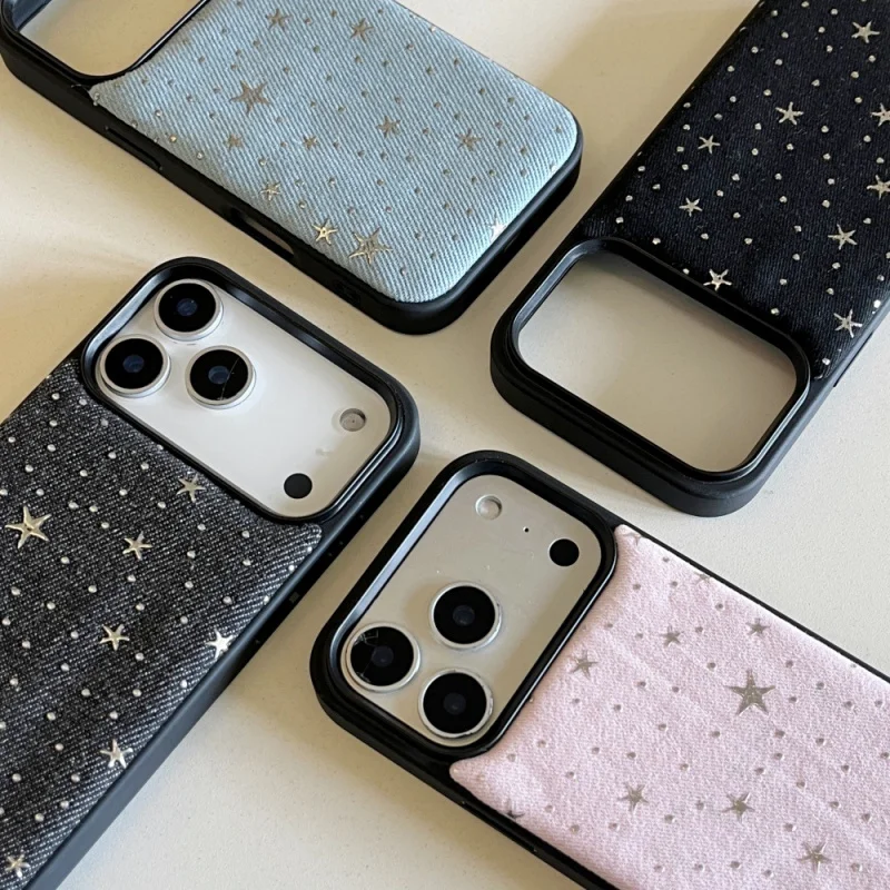 

Hot Silver Star Solid Color Phone Case Suitable for Apple17/16PRONiche Anti-dropiPhone15/14Chanel Style