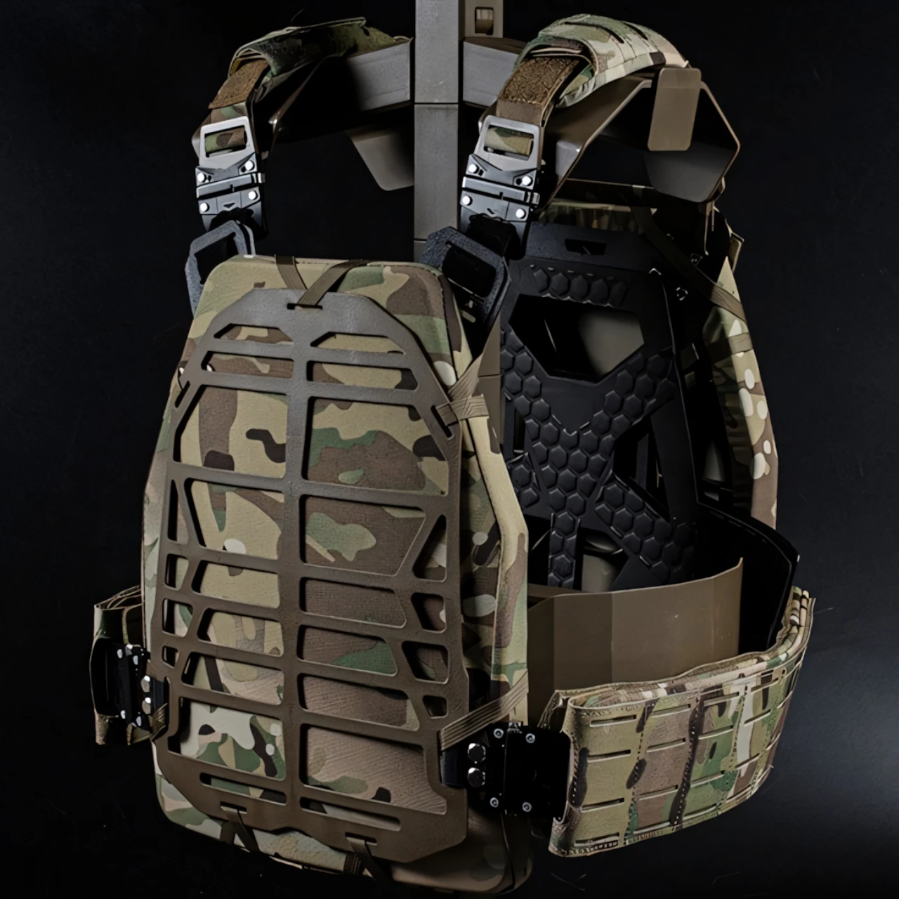 Wosport PFM Tactical Vest Lightweight Laser Cut Quick Release Side Panels Rescue Handle for Airsoft Training Airsoft Hobby Gear