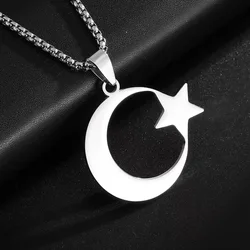 New Personalized Fashionable Stainless Steel Turkish Flag Star And Moon Pendant Necklace For Ladies Gift Accessories Jewelry