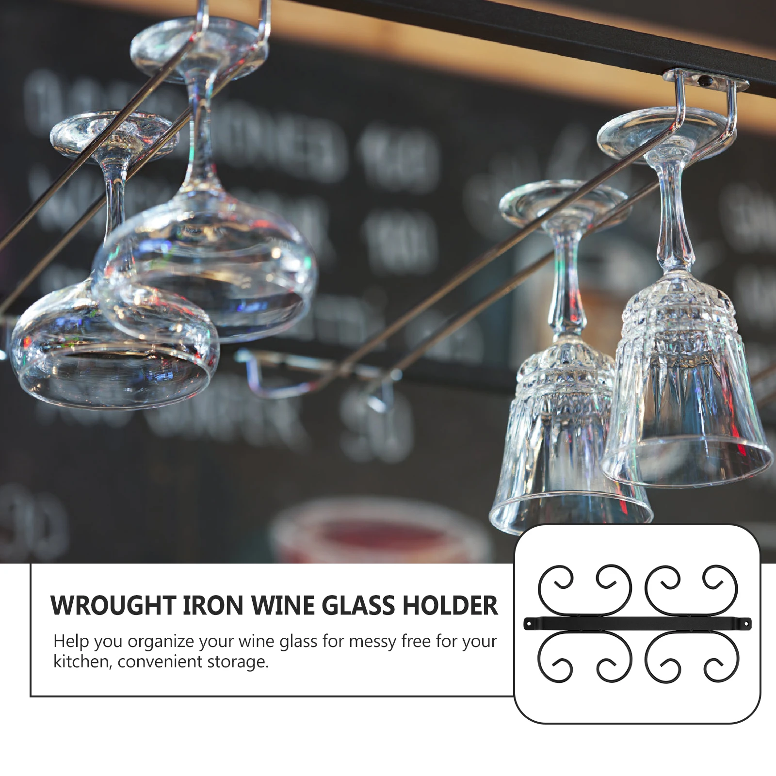 

1pc Iron Wine Rack Stylish Goblet Rack Black Hanging Goblet Shelf For Kitchen Bar Stylish Space Saving Premium Material