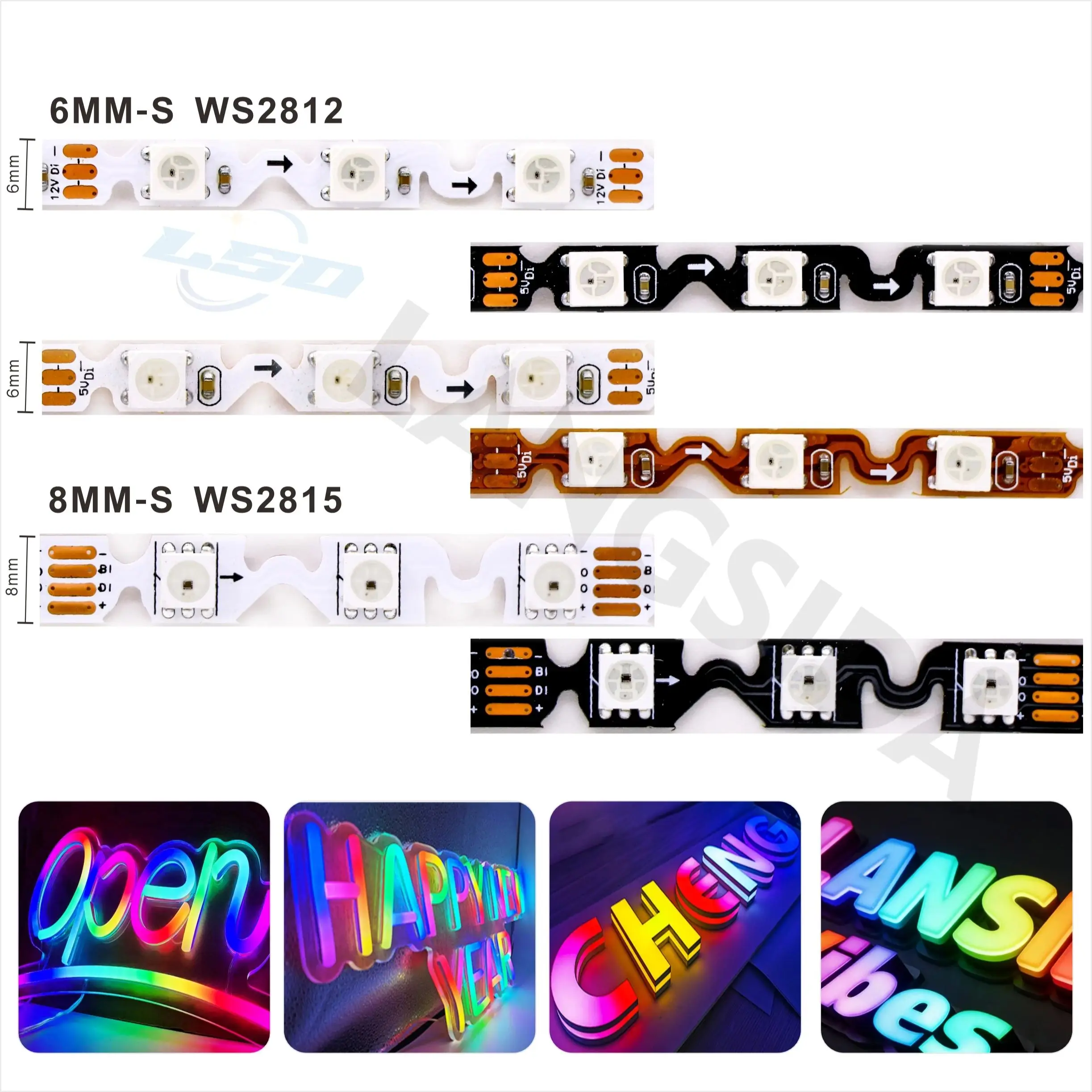 S Shaped LED Lights WS2812B/WS2815 5V/12V Flexible Bending RGB SMD5050 Addressable S-type Pixel 60leds/m LED Strip Light 5V/12V