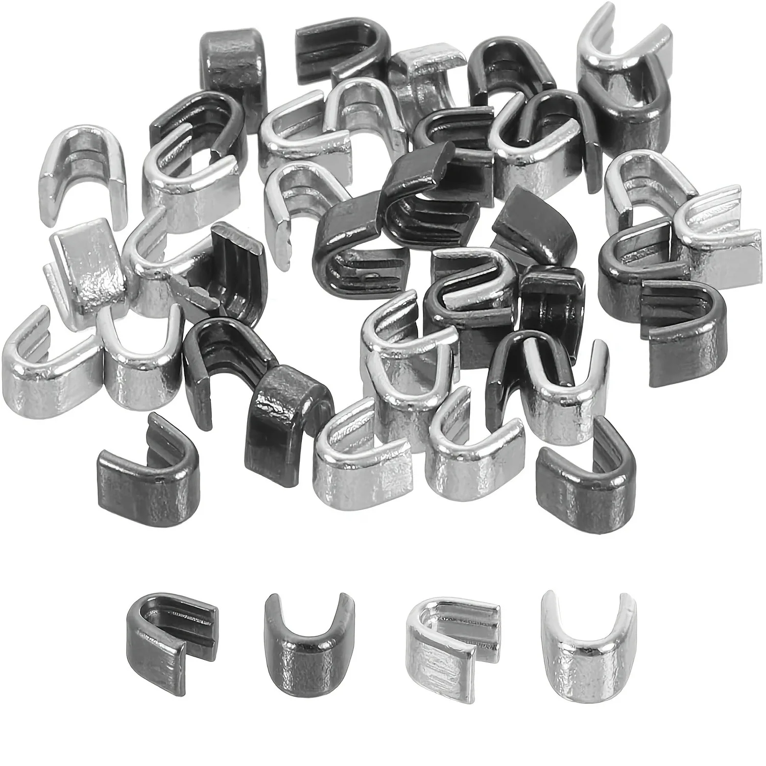 40 Piece Zipper Puller - # 3 # 5 # 8 U-Shaped Plugging, Suitable for Bags, Jackets, Closed-End Zipper Replacement Parts, Metallic Black, Silver, Bronze, Gold