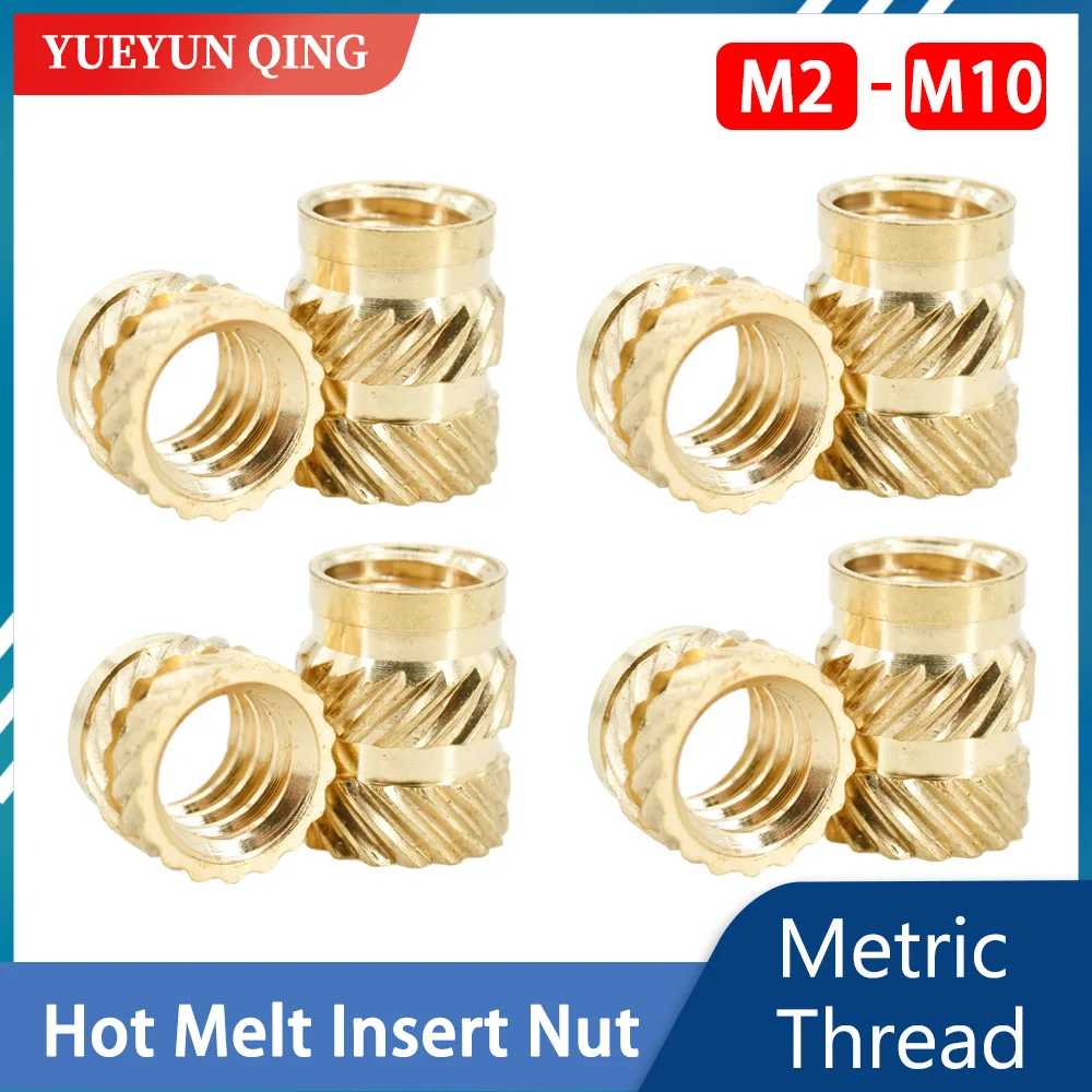 Metric Thread Hot Melt Inserts Nuts M2 M2.5 M3 M4 M5 M6 M8 M10 Brass Heat Insert Nut Molding Injection Insertnut For 3d Printing