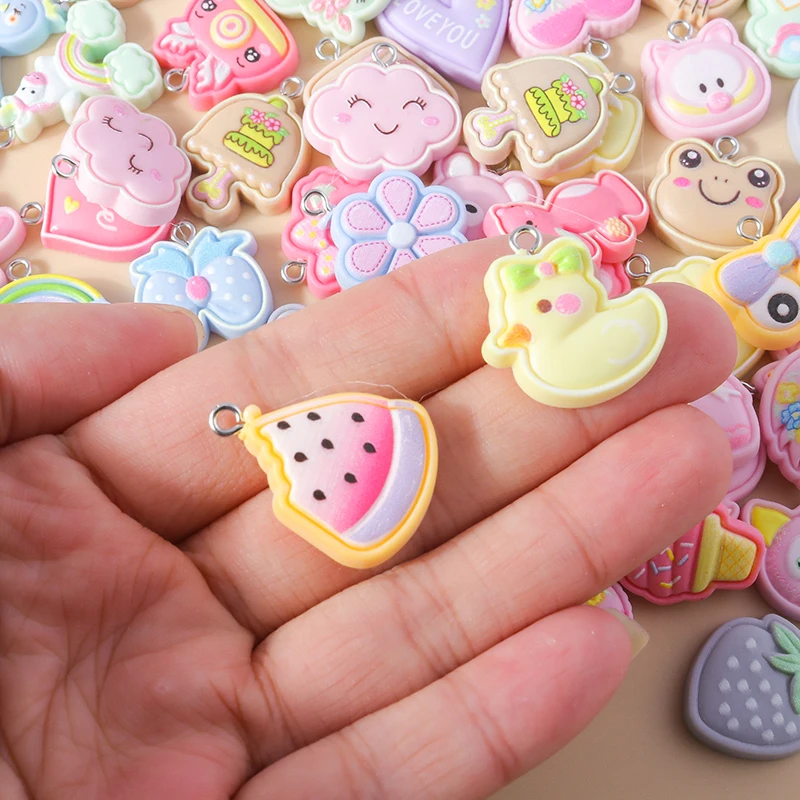 Zufällige Mischung 10/20 Stück Bunte Harz-Anhänger Niedliche Imitation Tier- Obst- und Lebensmittelserie Anhänger für DIY Schmuckherstellung Zubehör – Detail 22