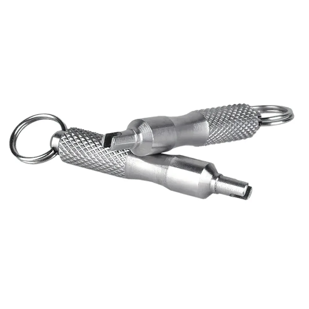 Universal Stainless Steel Tire Repair Tool–Anti-Rust Valve Core Remover & Wrench with Key Ring for Car, Bike & Motorcycle Tires