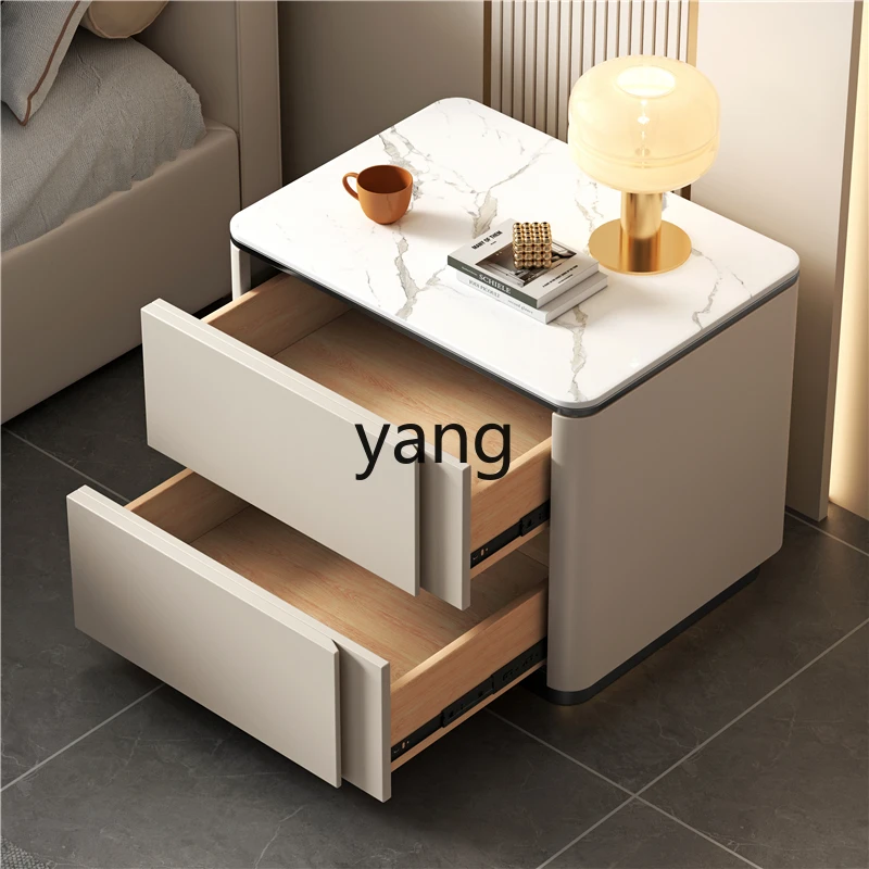 LMM simple modern light luxury leather bedroom storage creative all solid wood frame