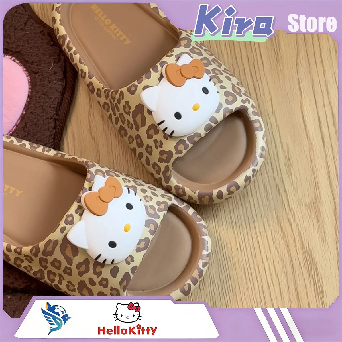

HELLO KITTY Cute Leopard Print Flip-Flops Women'S Summer Outerwear 2026 New Model Anti-Slip Home Environment Practical Gift