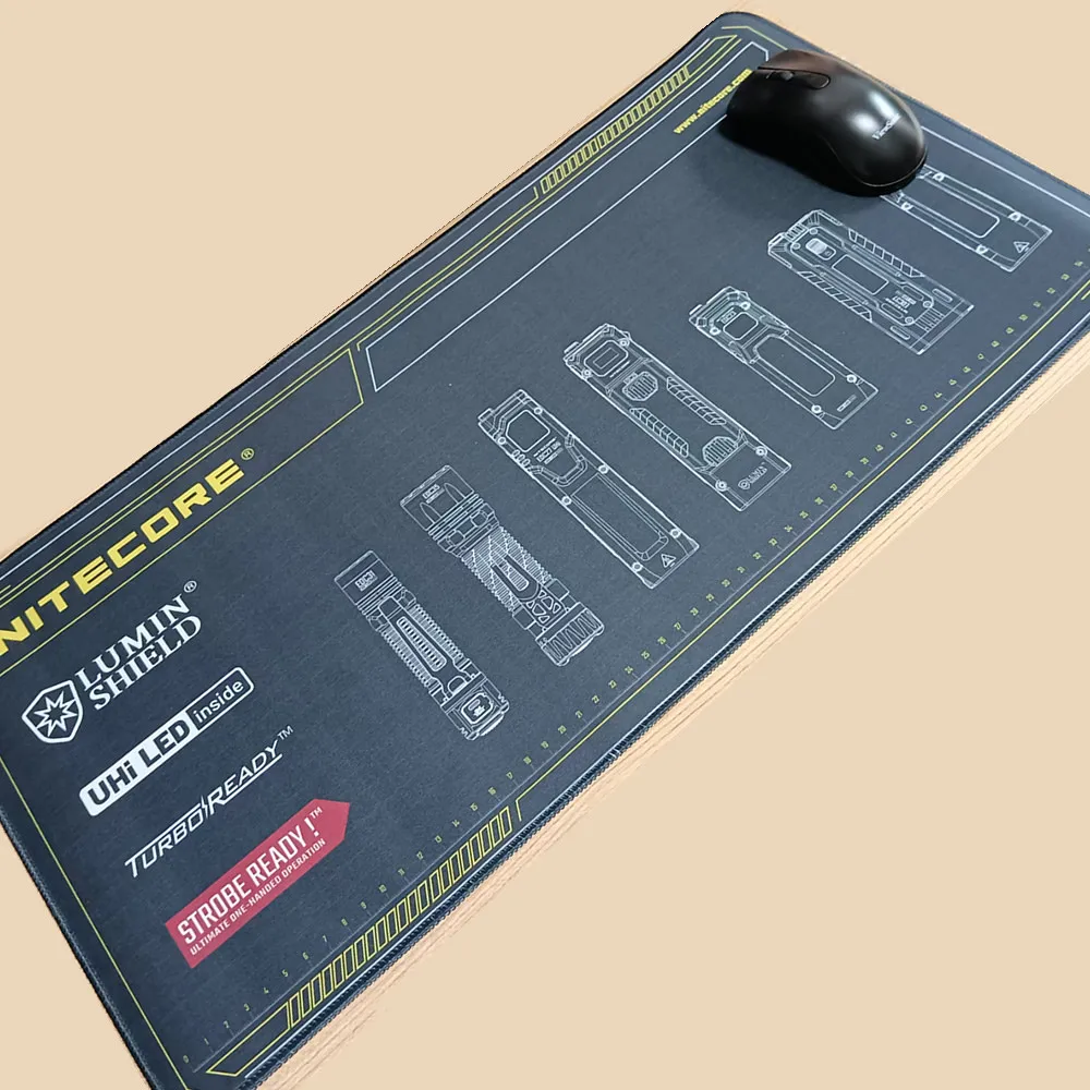 Wholesale NITECORE Mouse Pad 1:1 Restoration EDC Flashlights Industrial Design Pattern 30cm x60cm Desktop Mouse Pad Black color
